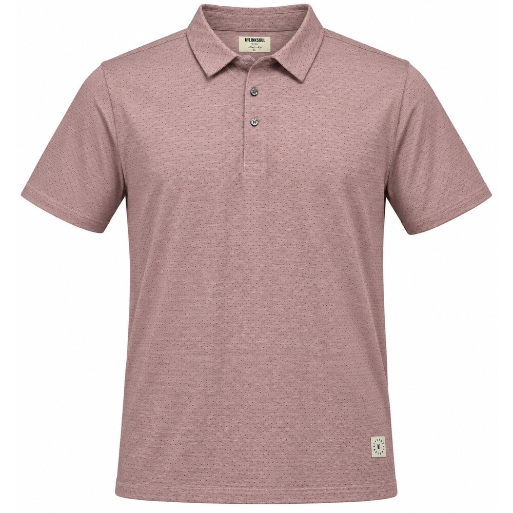 LinkSoul Men’s XXL Rose Heathered Dotted Golf Polo Casual Short Sleeve Shirt
